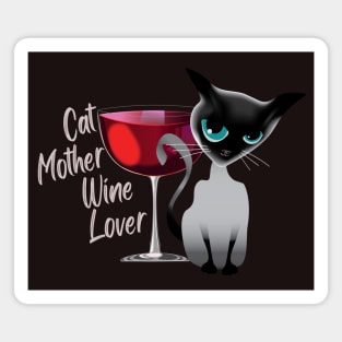 Cat mother wine lover (light lettering) Magnet